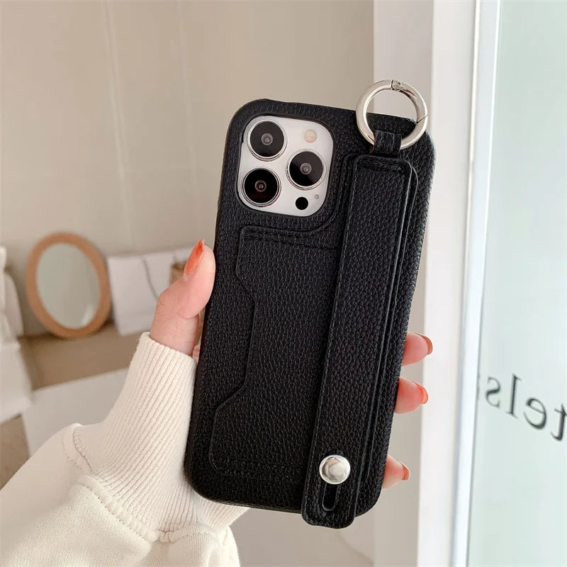 Cute Card Slot Bag Wristband Phone Holder Case For iPhone