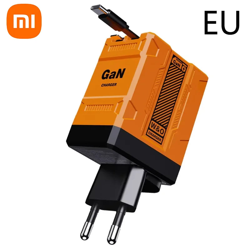Xiaomi 120W GaN Fast Charger Compatible  With Retractable Type-c And Ligtning Cable Portable Adapter For Iphone 16 Ipad Macbook