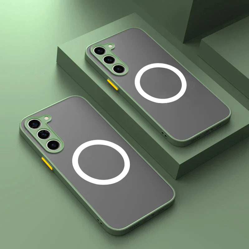 Matte Magnetic For Samsung Galaxy S24 S23 S22 S21 S20 Ultra Plus FE A54 A53 A13 Note 20 10 5G Case Frosted Wireless Charge Cover