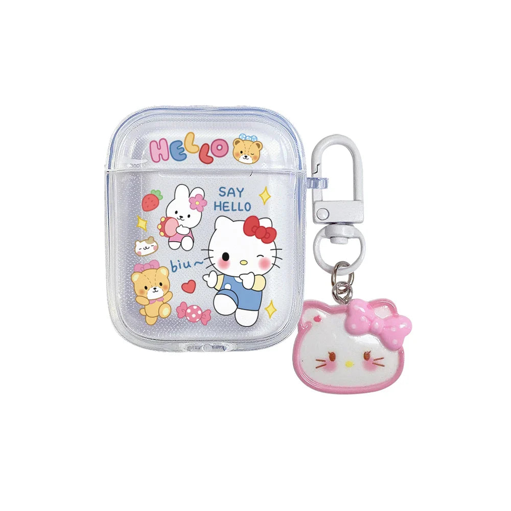 TPU Wireless Charge Headphone Case For Airpods 4,1,2,3,Pro,Pro2 Earphone Soft Cover With Hook Pochacco Cute Cartoon