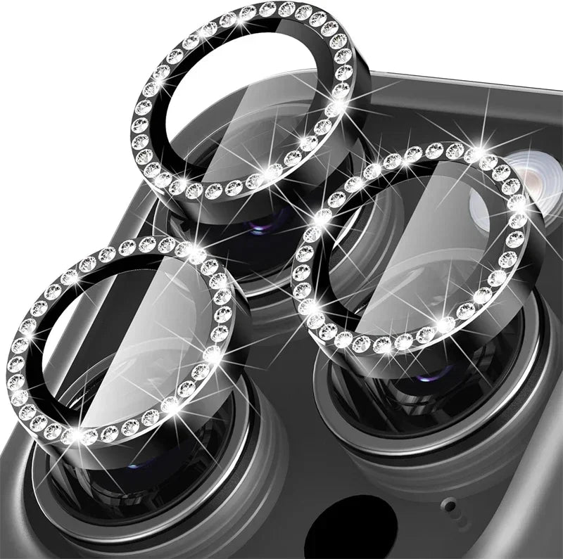 Bling Diamond Glass Camera Lens Protector Case for IPhone 14 15 13 16 Pro Max Plus 12 Mini IPones 16Pro IPhone16 Bumper Cover