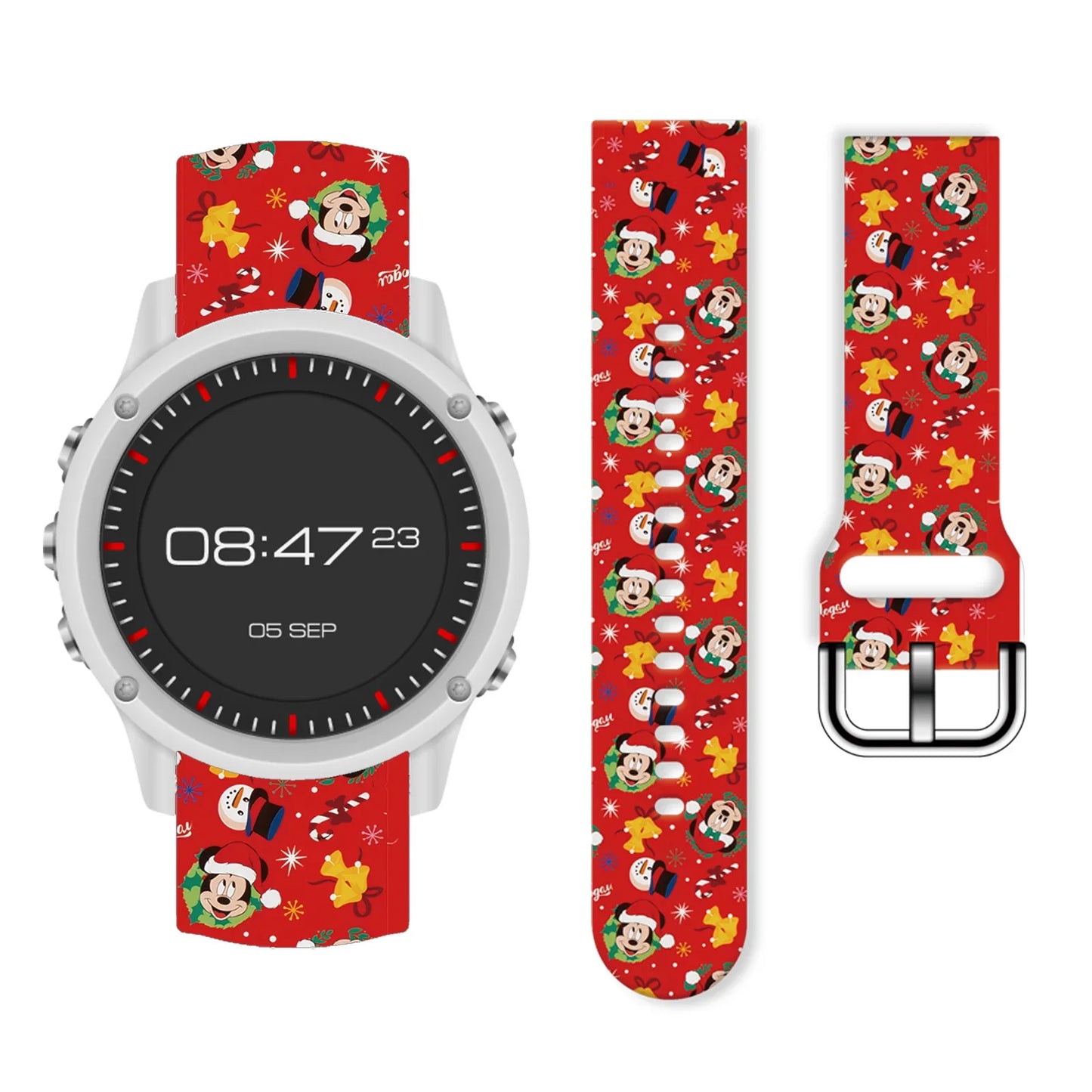 20mm Mich Christmas 1 Printed Strap for Samsung Galaxy Watch 7/6/5/4 40mm 44mm Band Replaceable Bracelet 22mm for Xiaomi Amazfit