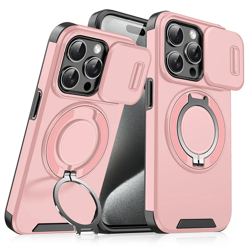 360°Rotating Hidden Metal Ring Car Holder Soft TPU+Hard PC Bumper Phone Case For IPhone 15 Pro Max 13 12 11 14 16 Pro Max Plus