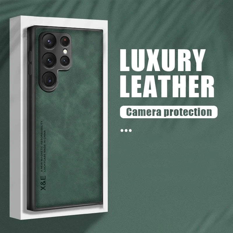 Sheepskin Magnetic Case For Samsung S25 S24 Ultra S22 Plus S21 S20 FE Cases For Samsung S23 Ultra Note 20 10 Leather Phone Cover