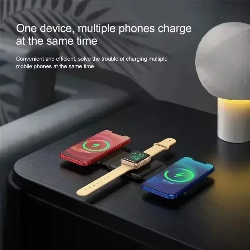 Foldable 3-in-1 Wireless Charger Dock For iPhone 16 15 14 13 12 Pro Max Apple Watch 10/9/8/7/6/5 AirPods Pro Fast Charging Pad
