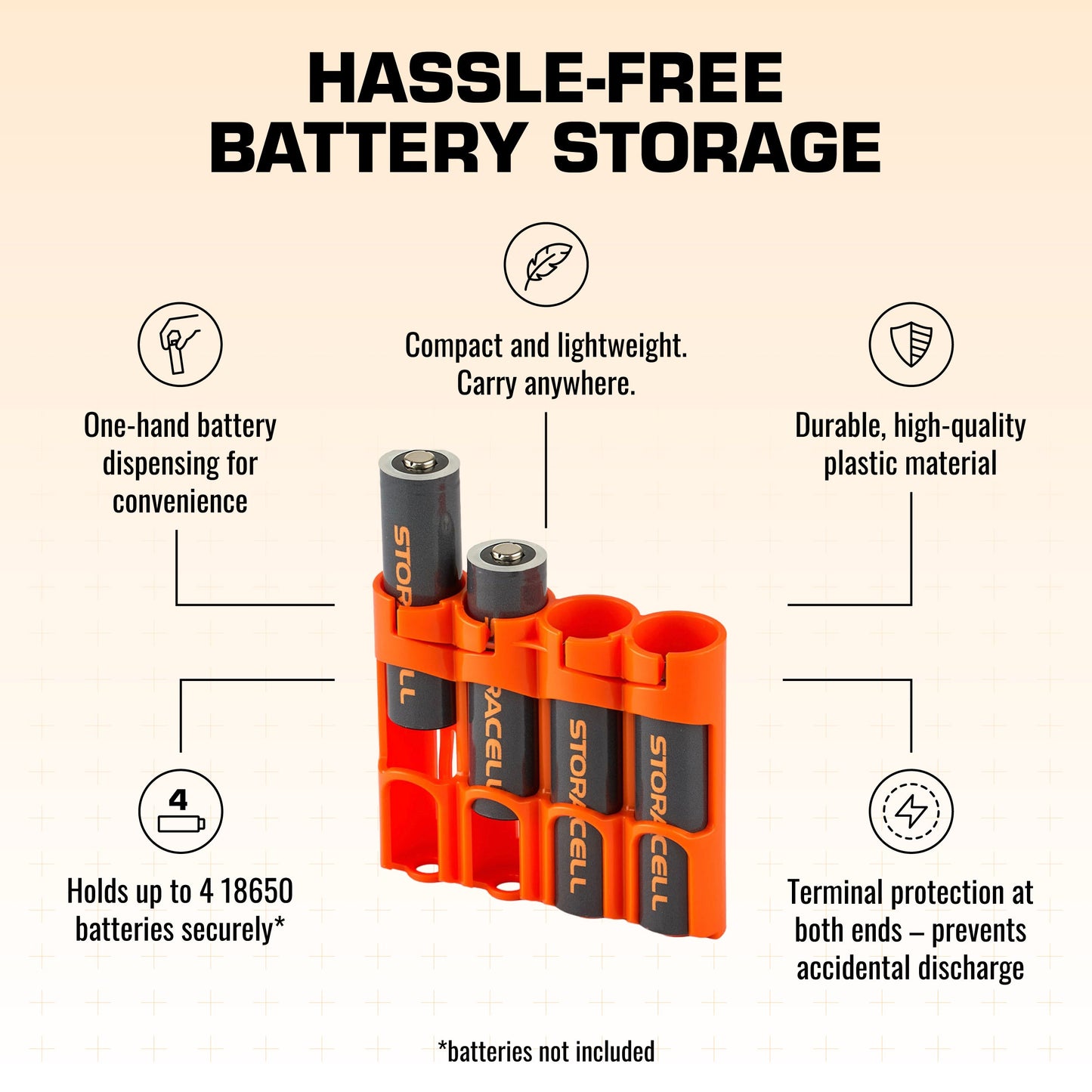 18650 Battery Caddy (Orange)