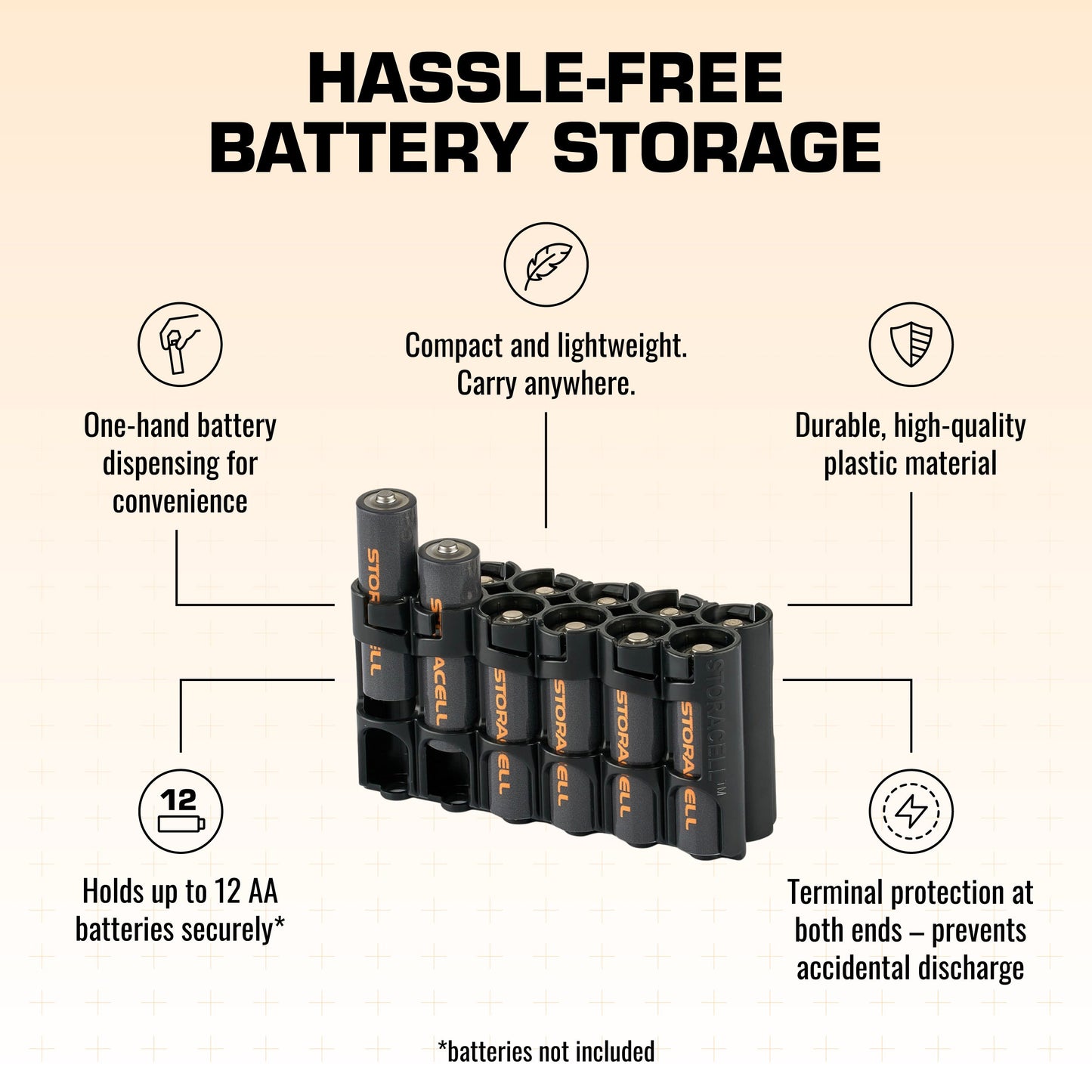 12 AA Pack Battery Caddy (Tuxedo Black)