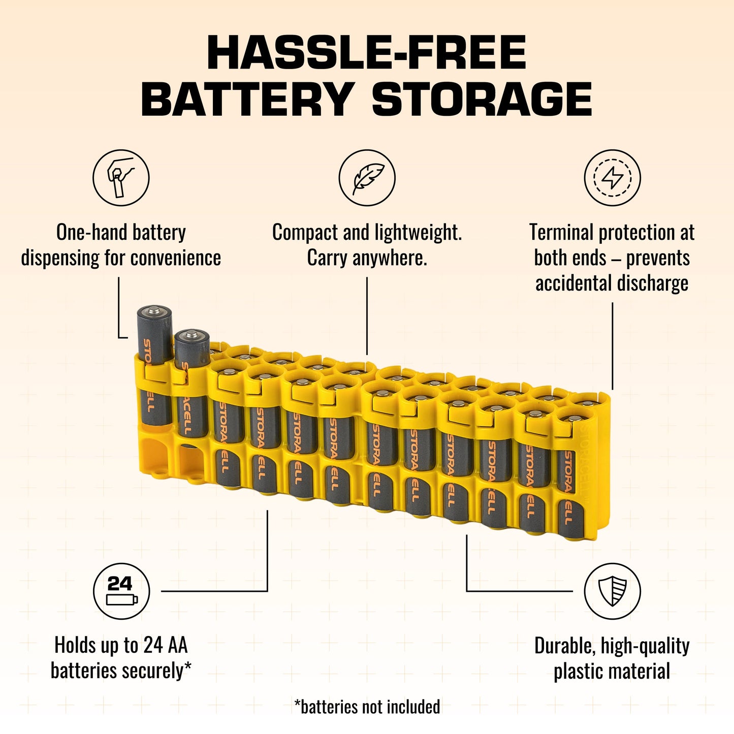 24 AA Pack Battery Caddy (Yellow)