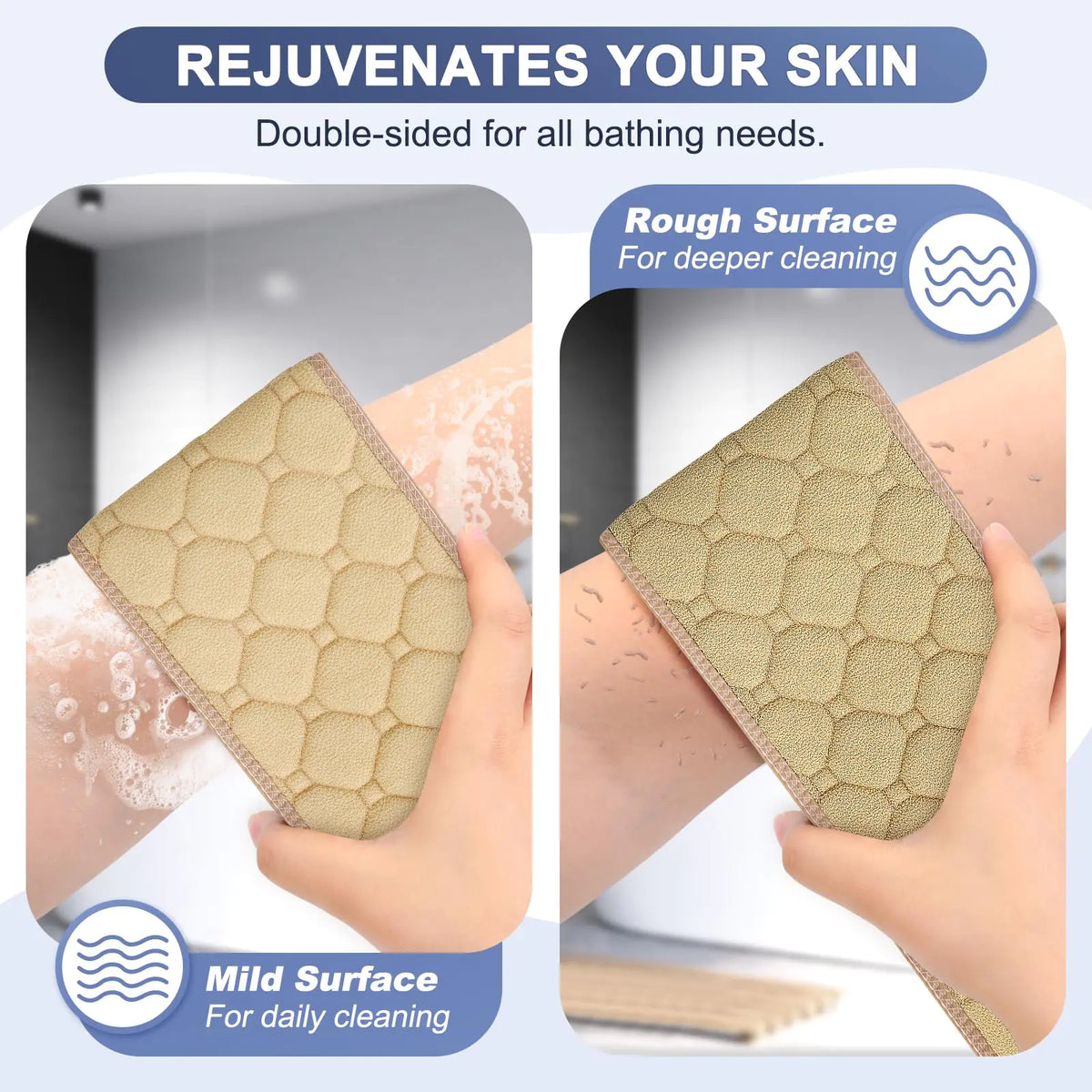 Exfoliating Back Scrubber with Handles, 39 Inch Double-Sided Back Exfo ...