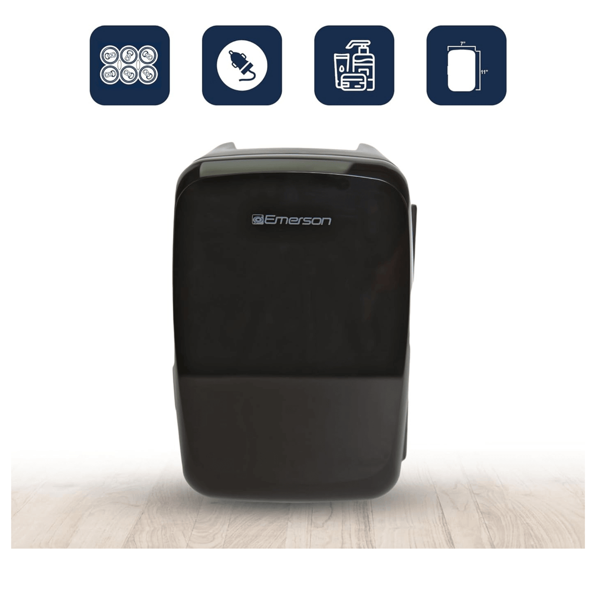 Emerson Portable Mini Fridge Cooler Quiet w Secure Latch and Holds up to 6 Cans