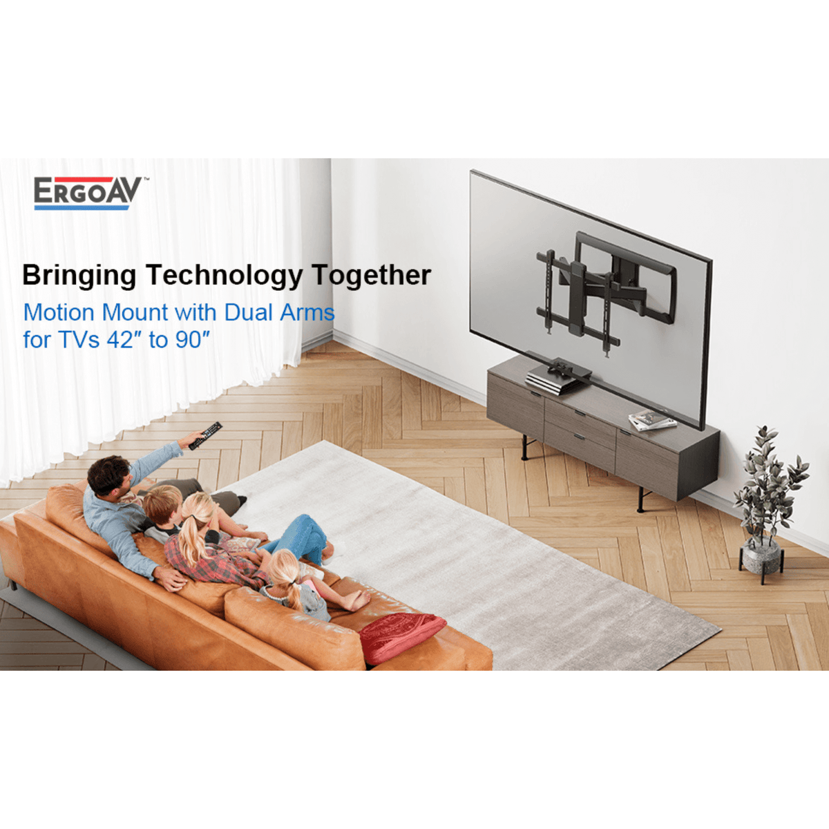 ErgoAV Motion Mount with Dual Arms and IsoTILT Technology for TVs 42" to 90"