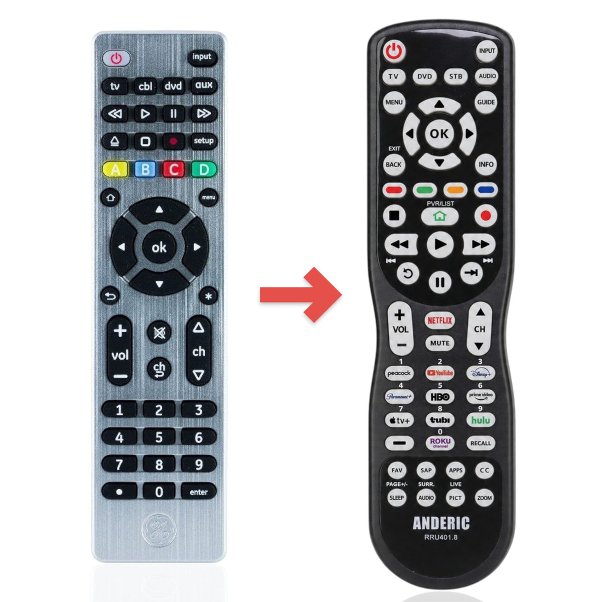 GE General Electric 33709 UltraPro Brushed Silver 4-Device Universal Remote Control