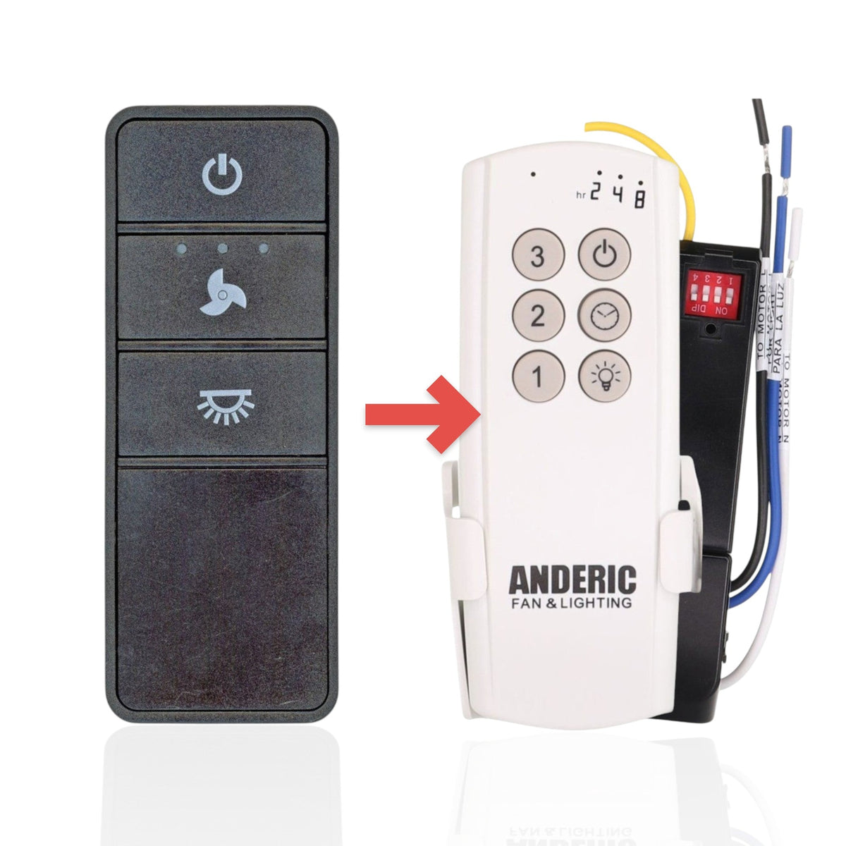 Anderic Substitute Kit for Hampton Bay TX028-RS Ceiling Fan Remote Control [63T-AC83T-KIT]