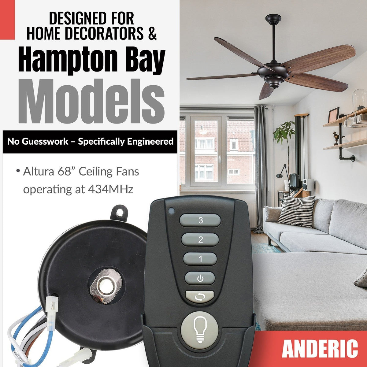Dan's Originals KUJCE9811 Ceiling Fan Remote Control