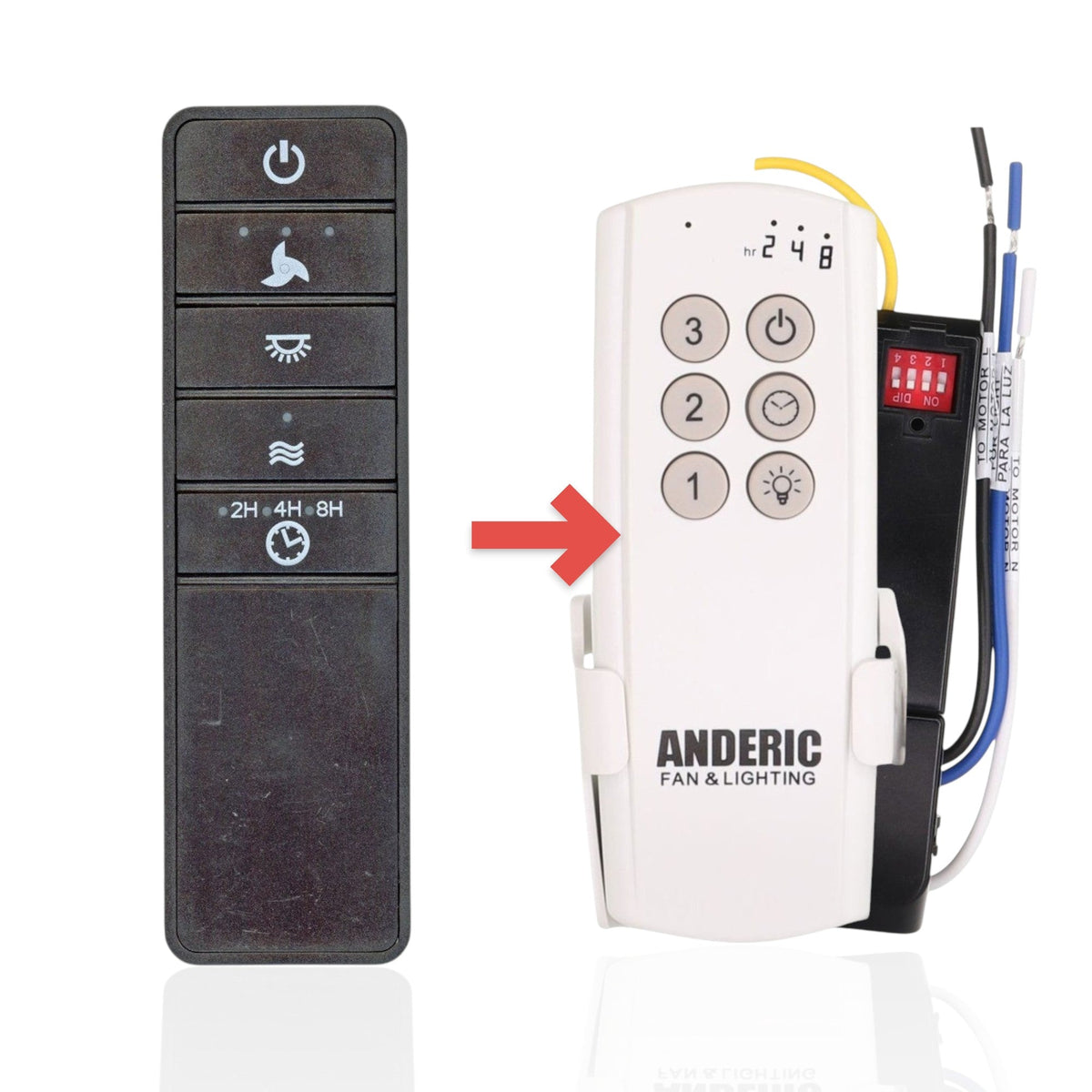 Anderic Substitute Kit for Hampton Bay TX029RS Ceiling Fan Remote Control [63T-AC83T-KIT]