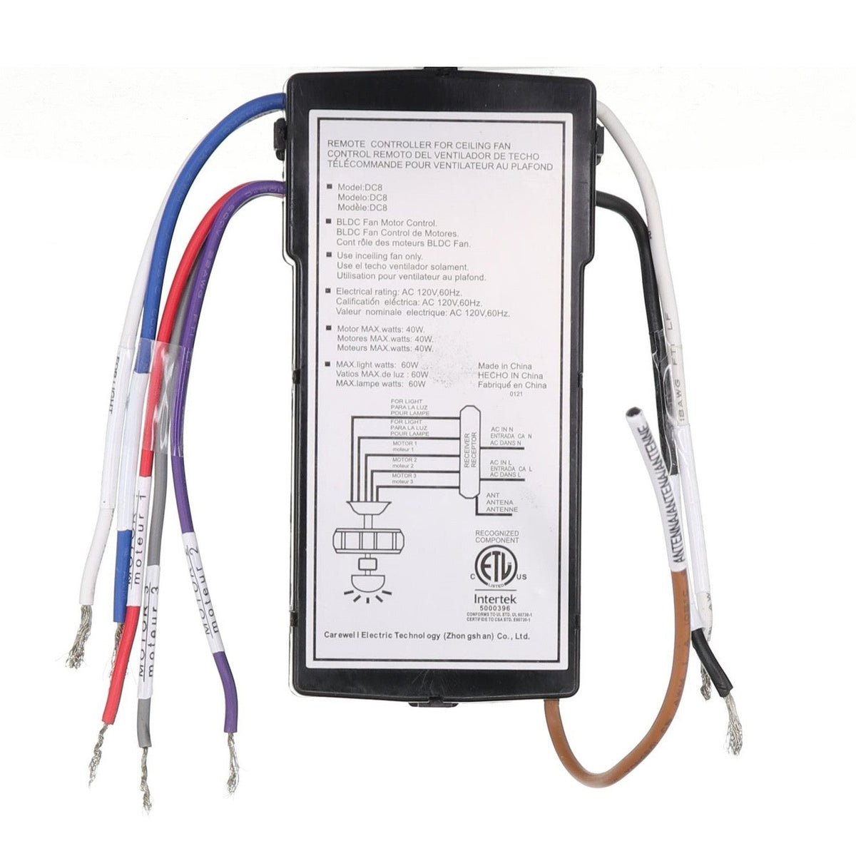 Monte Carlo DC8-72SGZ Ceiling Fan Receiver - DC8-72SGZ-L-D-1-C