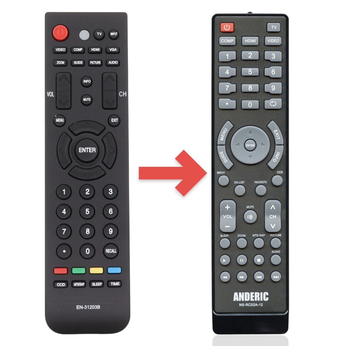 Dynex EN31203B IR TV Remote Control - 1100017