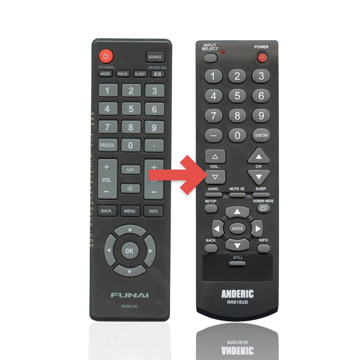 Funai NH307UD TV Remote Control