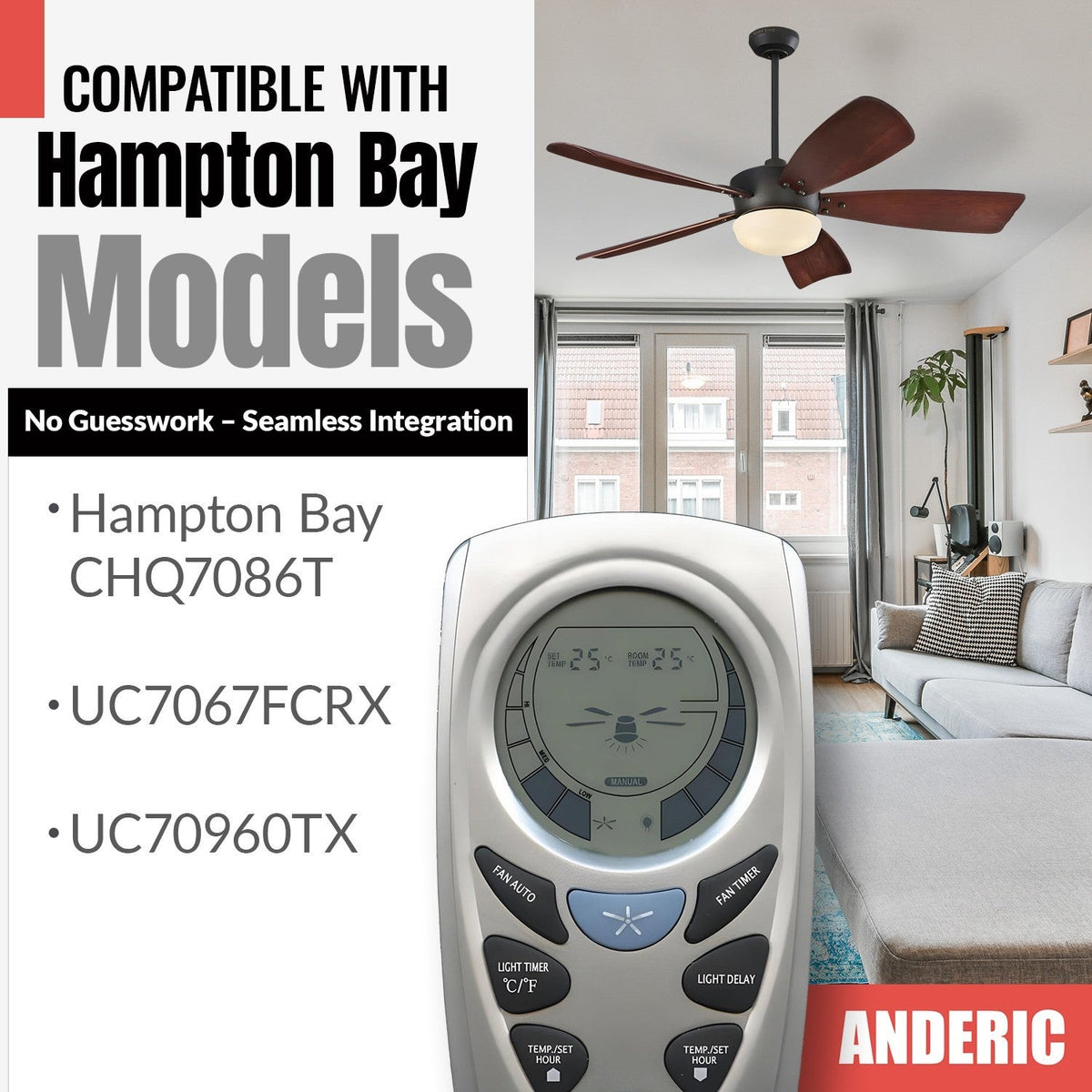 Hampton Bay UC7087T Ceiling Fan Remote Control