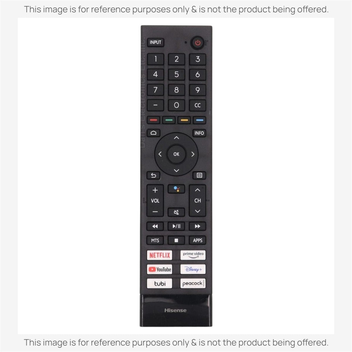 Hisense ERF3J80H Google Voice TV Remote Control | Netflix | Prime Video | Youtube | Disney + | Tubi | Peacock  - 285119