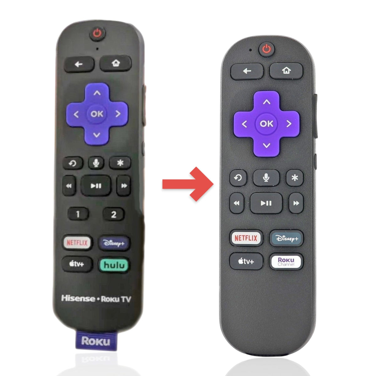 Hisense 75U800GR ROKU TV Remote Control | Voice | RF | Headphone - 75U800GR-REM