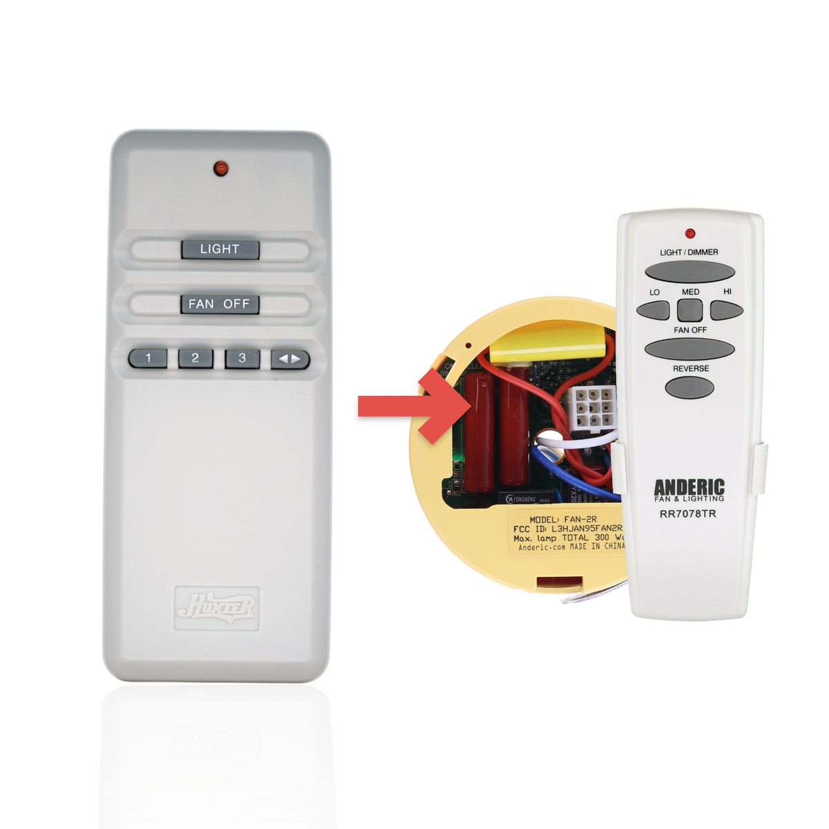 Hunter UC7848T/UC7042T IN2TX01 Ceiling Fan Remote Control