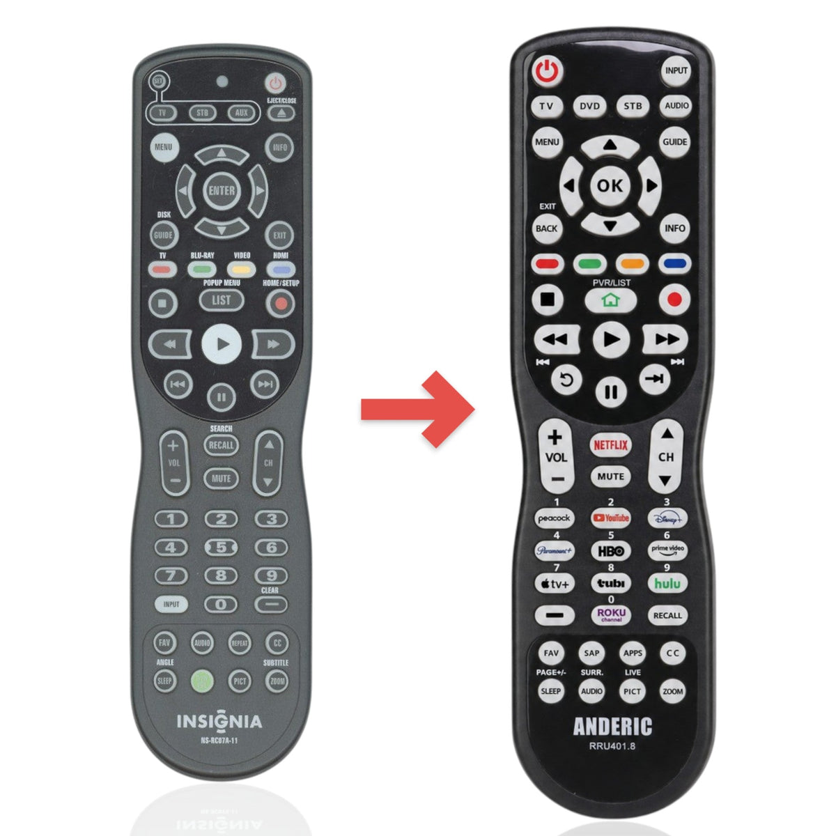 Insignia NSRC07A11 TV/DVD Remote Control