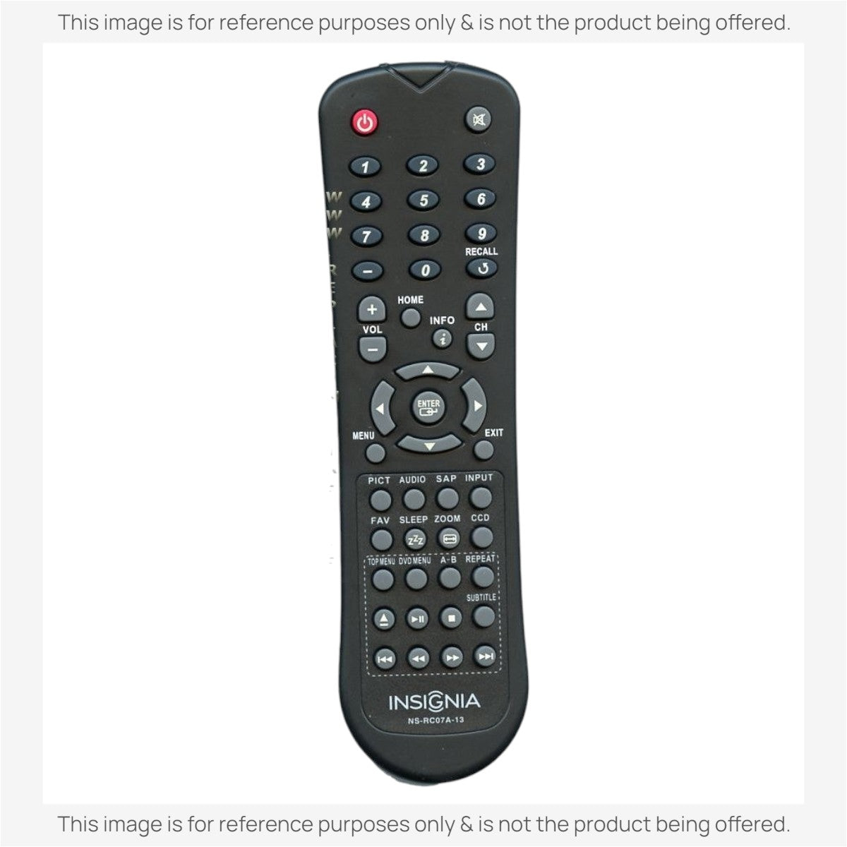 Insignia NSRC07A13 TV/DVD Remote Control
