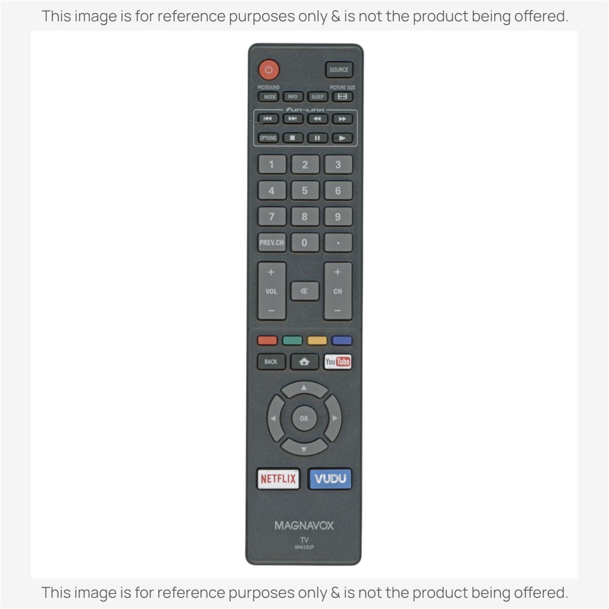 Magnavox NH416UP Smart TV Remote Control | Youtube | Netflix | Vudu - NH416UP