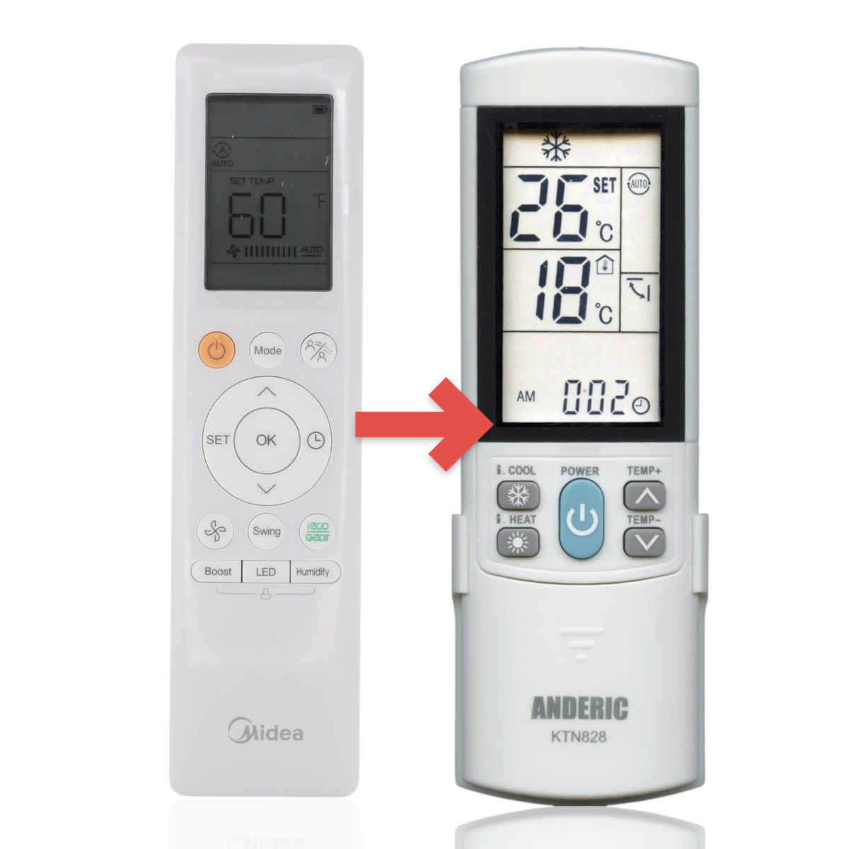 MIDEA RG10P1(2HS)/BGEFU1 Mini Split High Wall Air Conditioner Remote Control - 17317000007660
