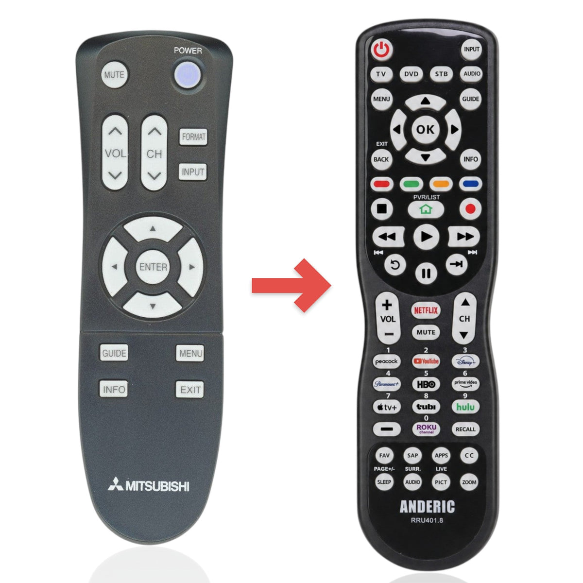 Mitsubishi 290P137030 TV Remote Control