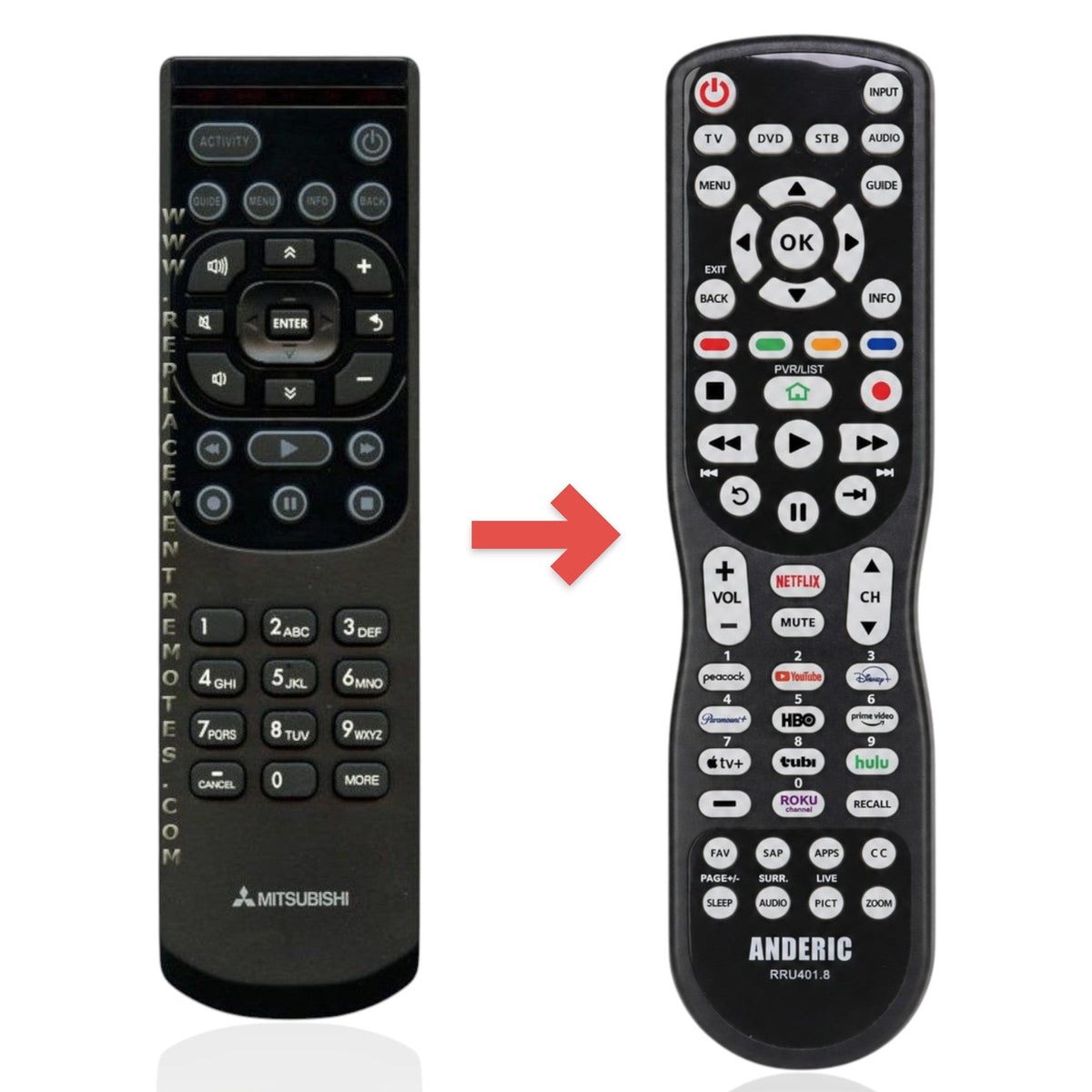 Mitsubishi 290P175010 TV Remote Control