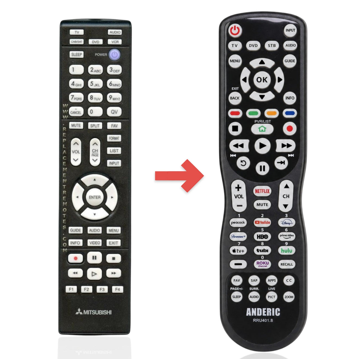 Mitsubishi 290P187030 TV Remote Control
