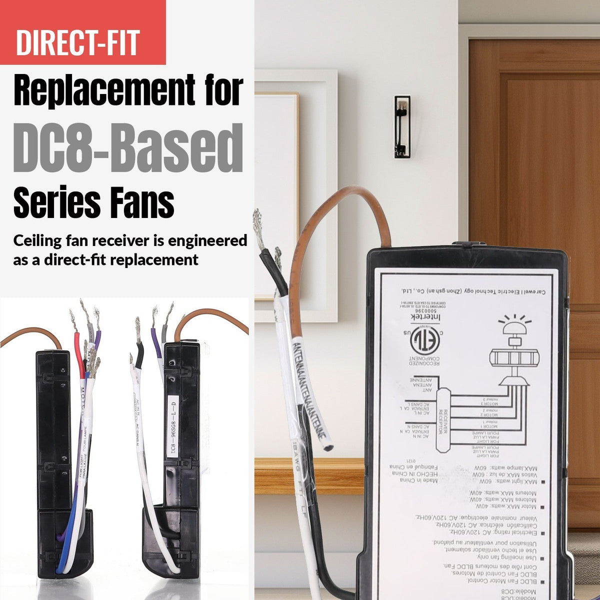 Monte Carlo DC8-56DFH-L 6 Speed Ceiling Fan Receiver