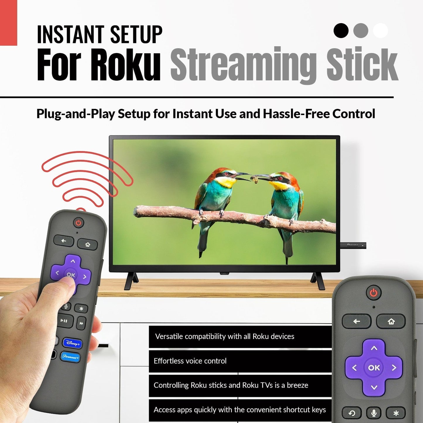 Roku RCEL3 With Headphone jack, Roku TV Remote Control - 3026000134 RC-EL3