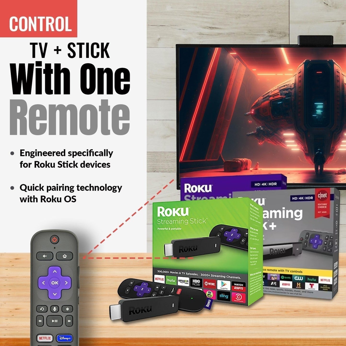 Roku RCEL3 With Headphone jack and voice TV Remote Control - 3026000017