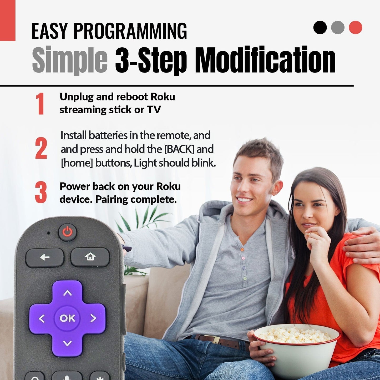 Roku RCEL3 With Headphone jack, Roku TV Remote Control - 3026000134 RC-EL3