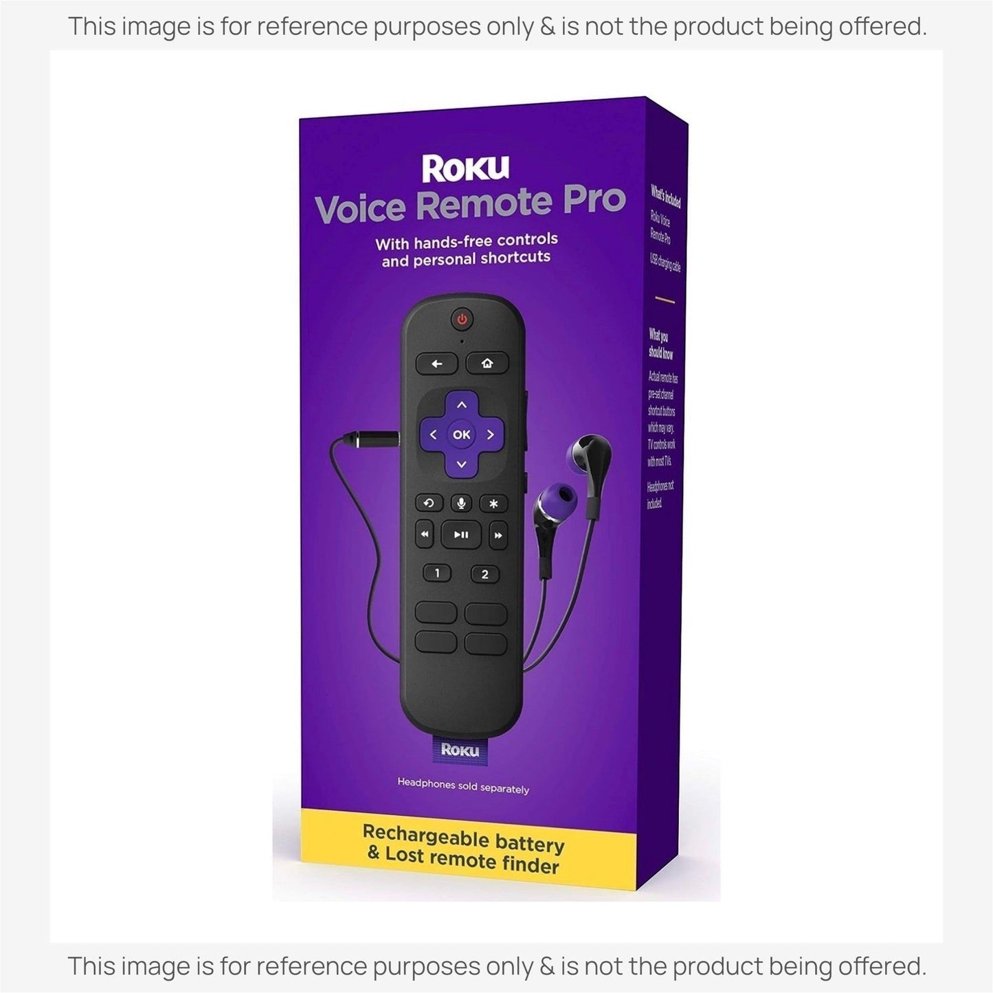 Roku RC-S01R Universal Rechargeable with Headphone Lost Remote Finder Headphone Streaming Remote Control