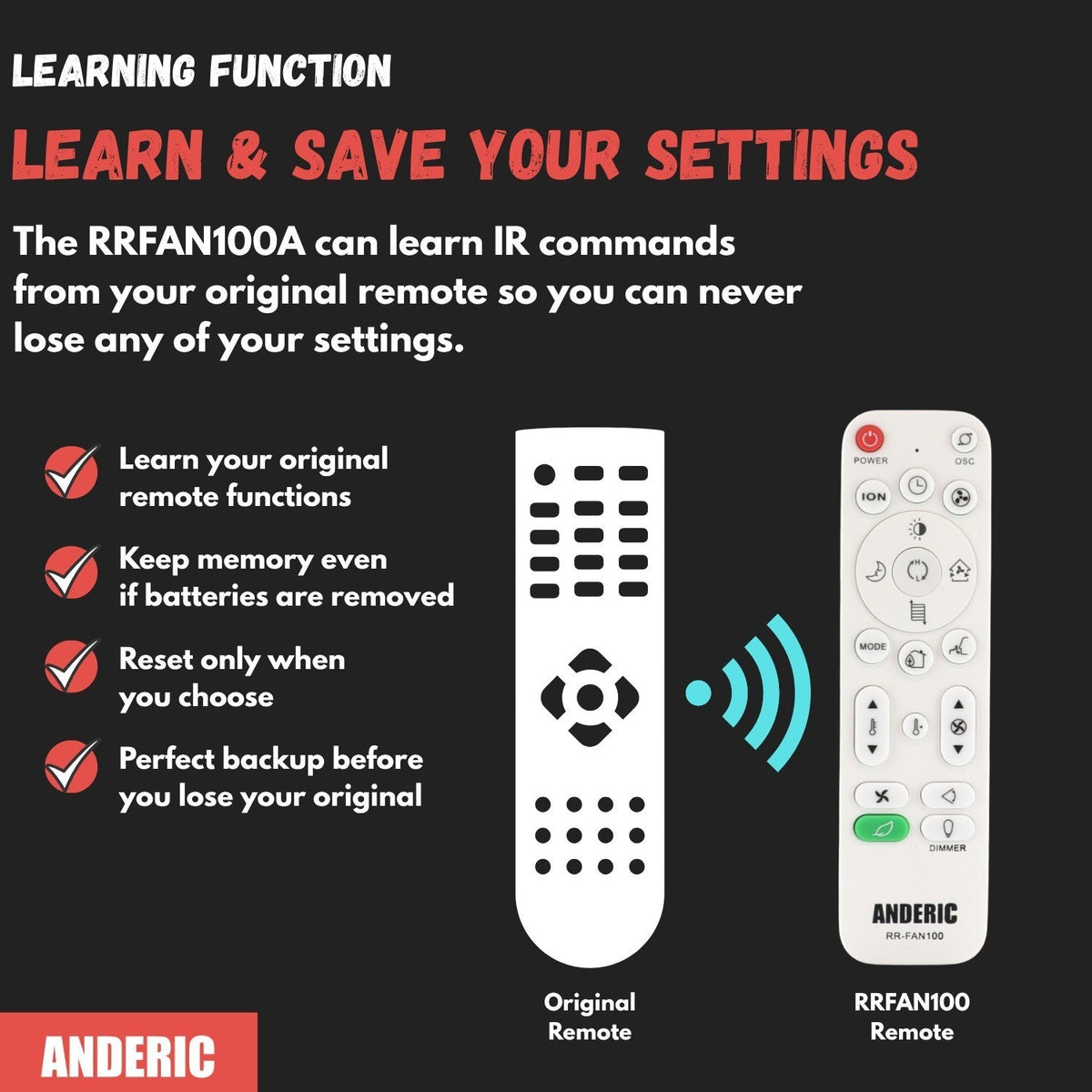 Lasko 2033665A Upright Fan Remote Control - For 1888, 1889, S18300 18-Inch Pedestal Fans
