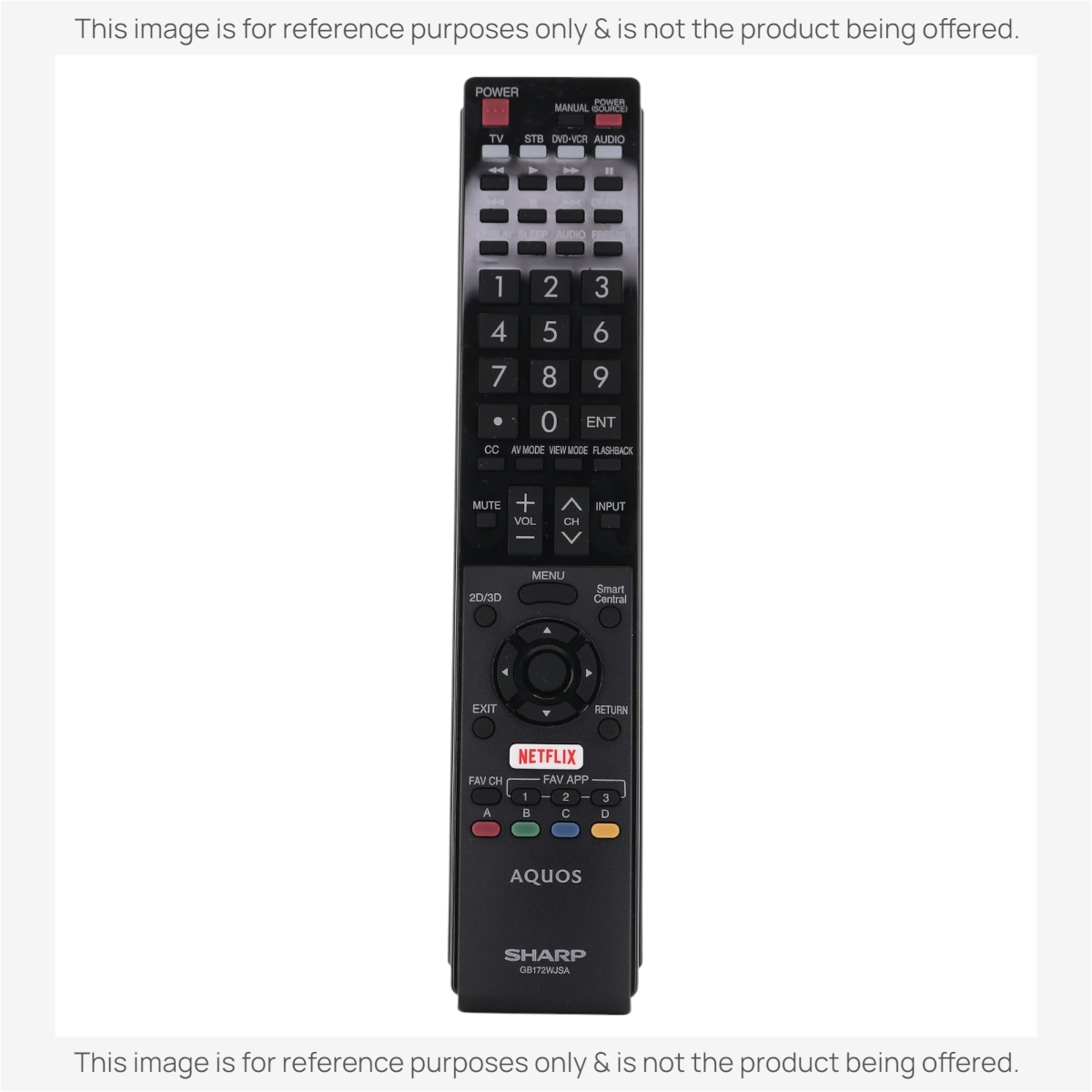 Sharp GB172WJSA Aquos TV Remote Control | Netflix | IR - RRMCGB172WJSA
