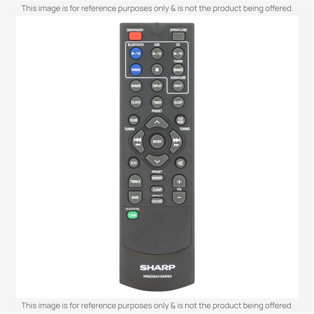 Sharp RRMCGA415AWSA Micro Component System Audio Remote Control - RRMCGA415AWSA