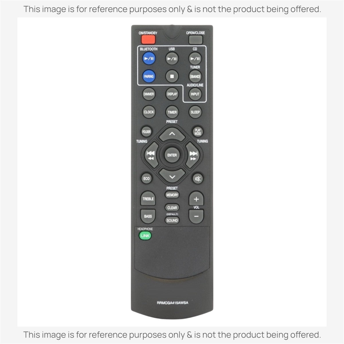 Sharp RRMCGA415AWSA Micro Component System Audio Remote Control - RRMCGA415AWSA