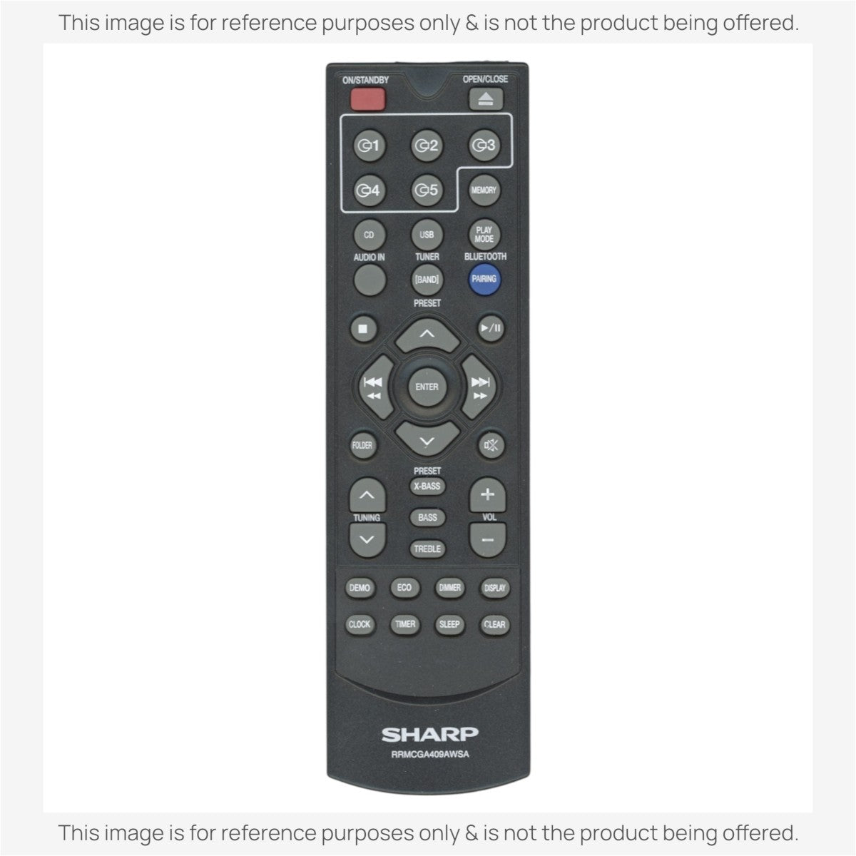 Sharp RRMCGA409AWSA Micro Component System Audio Remote Control | IR - RRMCGA409AWSA