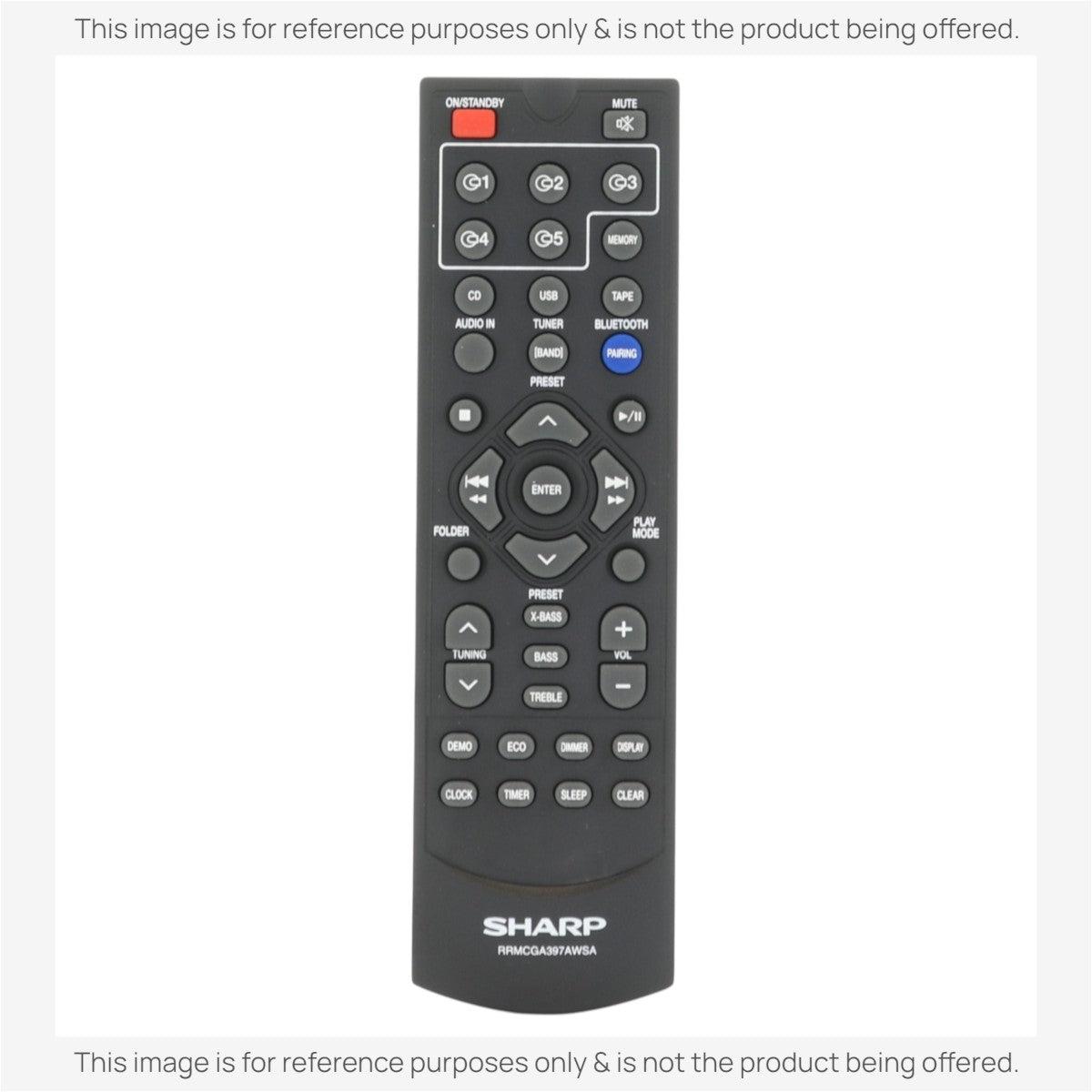 Sharp RRMCGA397AWSA 5 Disc Mini Component System Audio Remote Control - RRMCGA397AWSA
