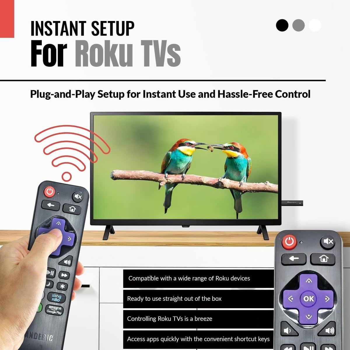 Sharp LC-RCRCA-21 ROKU TV Remote Control | Canada | Netflix | Roku Channel | Google Play | CBS - LCRCRCA21