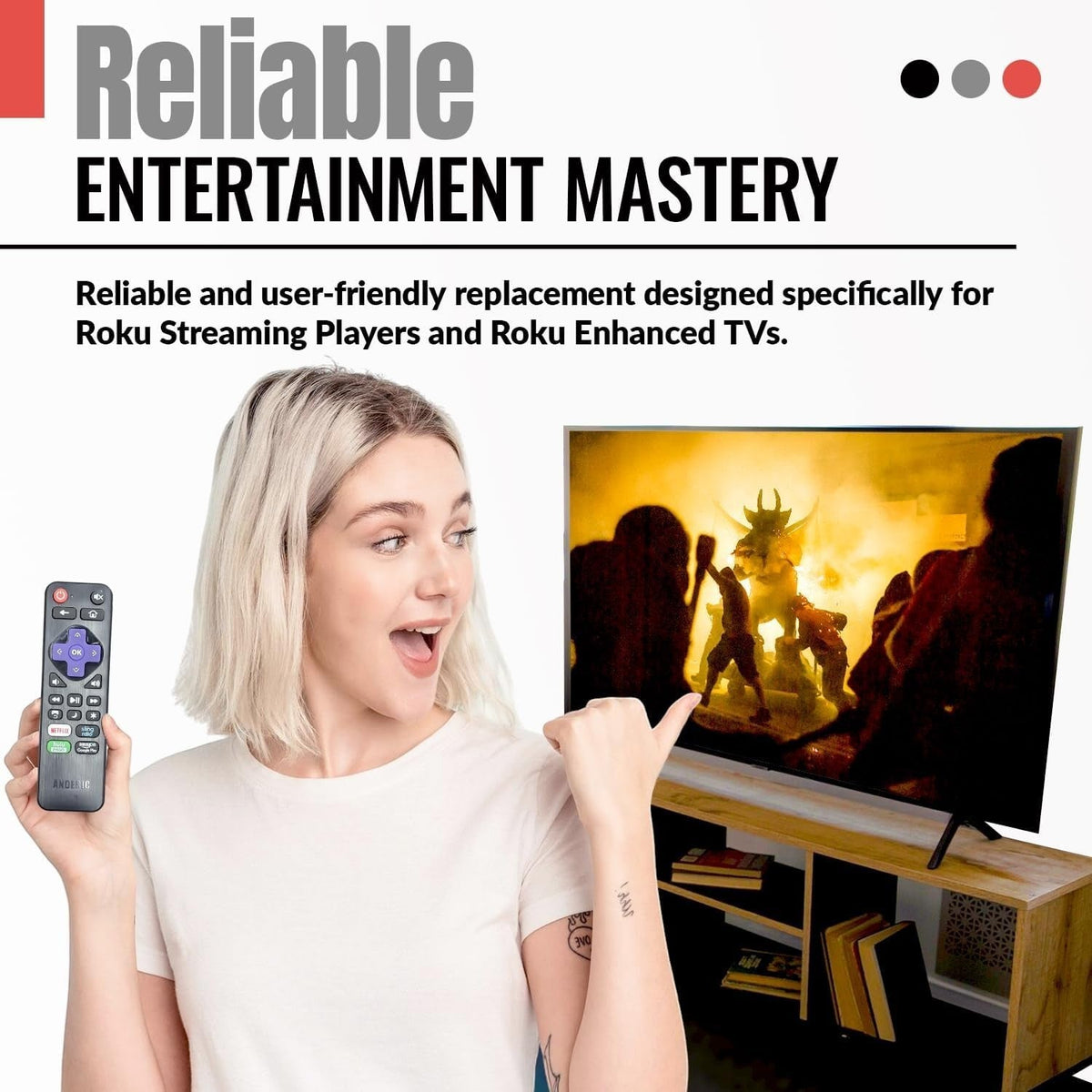 Sharp LC-RCRCA-21 ROKU TV Remote Control | Canada | Netflix | Roku Channel | Google Play | CBS - LCRCRCA21