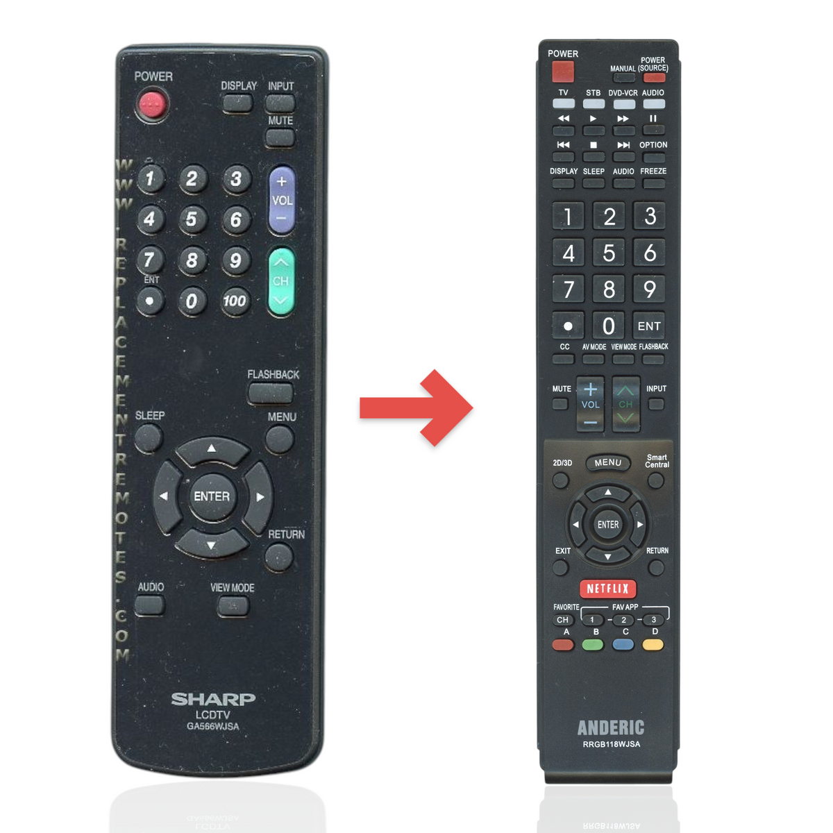 Sharp GA566WJSA TV Remote Control