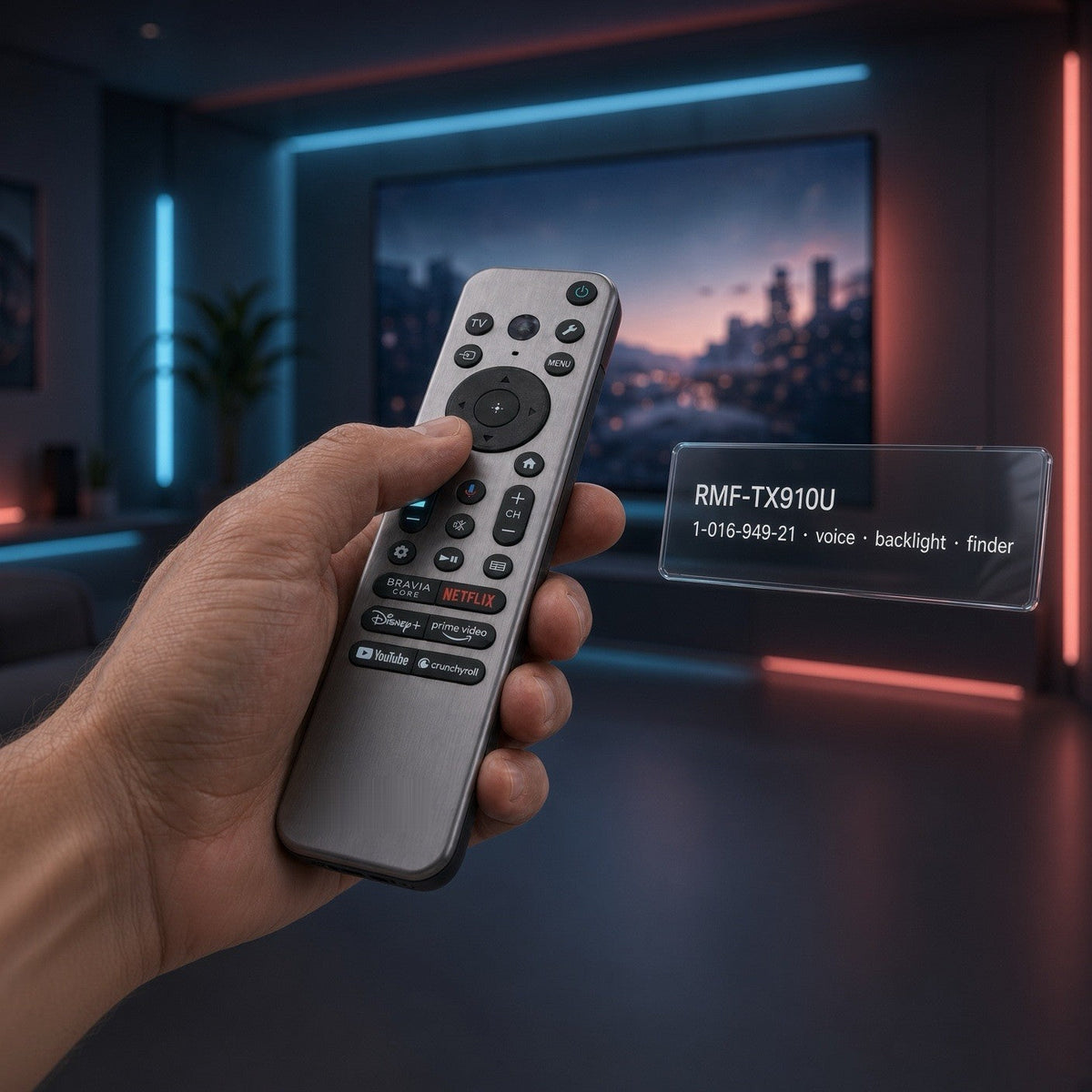 Sony RMF-TX900U Smart TV Google Remote Control with Voice | 4K HDR | OLED | Bravia Core | Netflix |  Disney + | Prime Video - 1-013-685-22