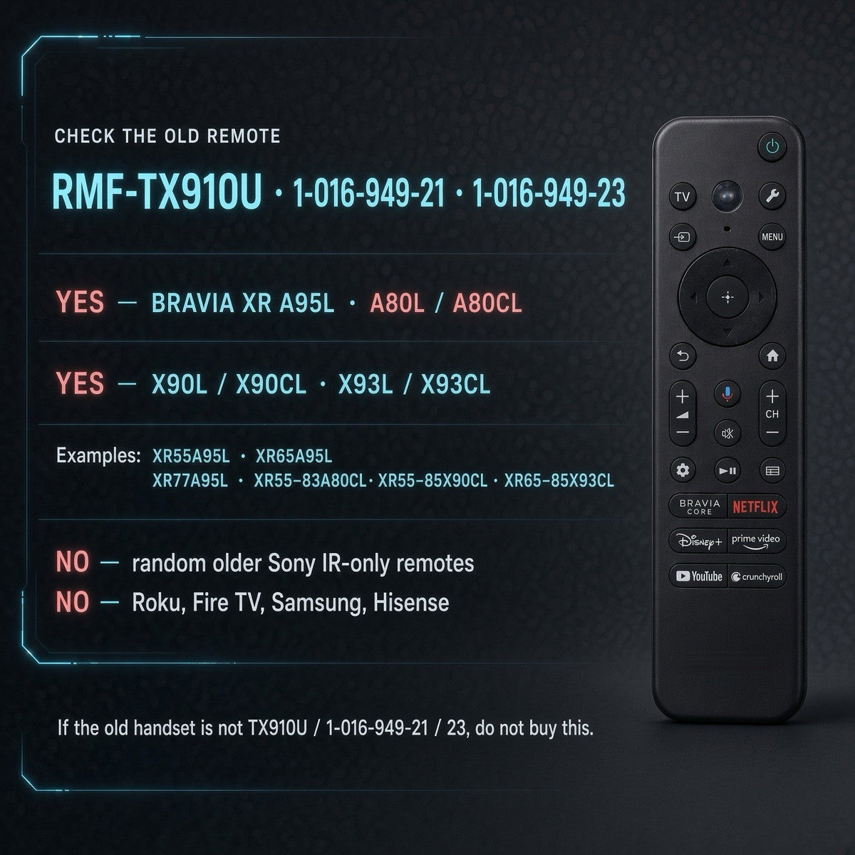 Sony RMF-TX811U TV Voice Remote Control - 1-016-946-21 RMFTX811U