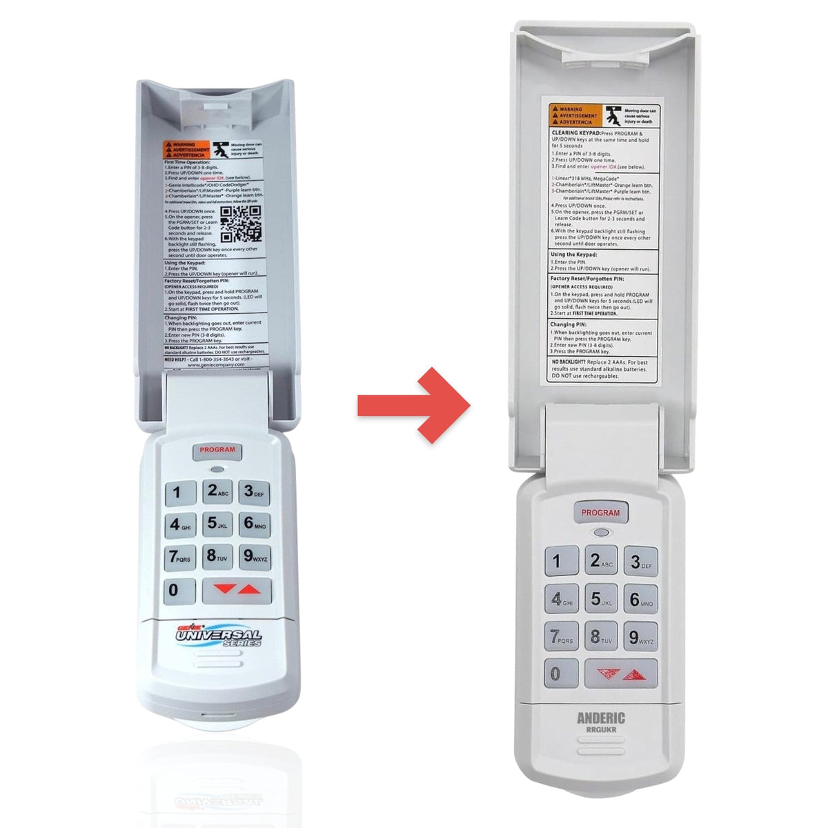 Genie GUK-R Universal Keypad Compatible with LiftMaster Chamberlain Genie Craftsman and More Garage Door Opener Remote Control